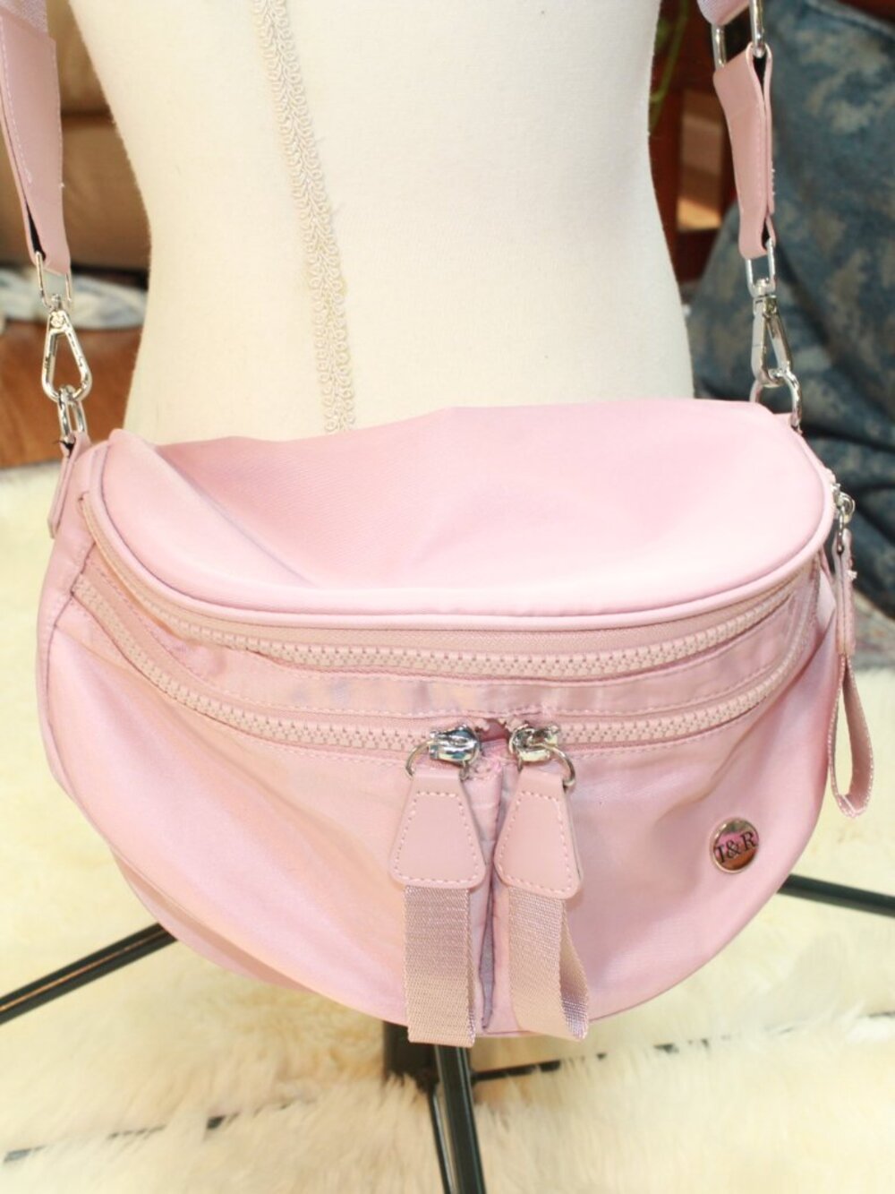 Iris & Rainbow I&R Pink Best Version Nylon Crossbody Shoulder Saddle Bag #8061